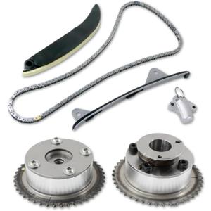 Engine Timing Chain Kit, Compatible with Hyundai Elantra Coupe Tucson Kia Soul Forte Koup 2.0L L4, Automotive Replaces Part with Intake&Exhaust CVVT Gears 24321-2E200 24350-2E201 24370-2E200 (Eninge Timing Chain with 2 CVVT Gears)