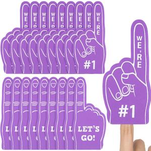 Sinmoe 24 Pcs Mini Foam Finger Baseball Fan Mini Foam Finger, We're #1 Sports Themed Party Supplies for Baseball Hockey Football Basketball Events Team Gifts(Purple)