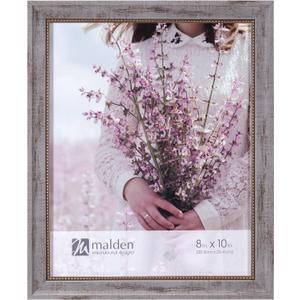 Malden International Designs 8x10 Distressed Gray Picture Frame With Inner Bead Border