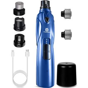 Dog Nail Grinder, 3 Grinding Heads, 2-Speed, LED Light, Touch-Switch, TypeC, Quiet, Low-Vibration, Dog Nail Trimmers for Large,Medium,Small Dogs & Cats with Hard/Thick Nails (U-Dark Blue)