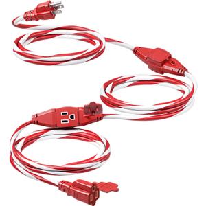 DEWENWILS 25FT Outdoor Extension Cord with Multiple Spaced Outlets Plugs, 16/3 SJTW Power Cord for Outdoor String Lights and Holiday Decorations, Appliances, UL Listed, Candy Cane (red swirl with white)