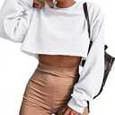 Artfish Women's Crewneck Long Sleeve Crop Tops Workout Casual Pullover Loose Sweatshirts Size M