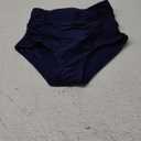 Tempt Me Women's High Waisted Swimsuit Bottom Tummy Control Ruched Bikini Bottom Vintage Swim Bottom Tankini Briefs (1 Navy Blue)