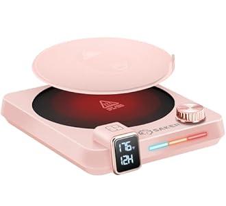 Saker Mug Warmer, Smart Candle Warmer with 9-Temp Settings with Temperature and Time Display, Auto Shut Off with Reservation Feature, Portable Coffee Cup Warmer for Desk(Pink)