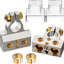SUNMORN Heavy Duty Car Battery Connectors, 0/2/4/6/8/10 AWG, Top Post Multiple Battery Terminals (Silver)