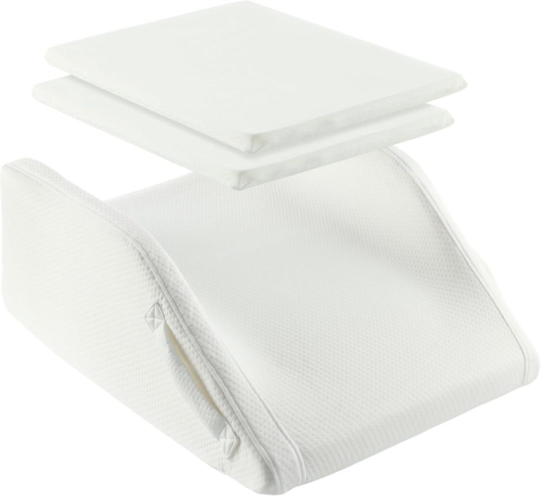 Double Leg Elevation Pillow - Memory Foam Leg Elevating Wedge Pillow - Foam Leg Support Pillow & Knee Wedge to Elevate Feet & Knee for Back Sleeping - Both Legs