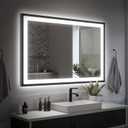 40x24 LED Bathroom Mirror - Black Aluminum Framed, Front and Backlit, Anti-Fog, Stepless Dimmable Lighted, 3 Colors Smart Vanity Mirror (Horizontal/Vertical)
