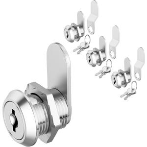 3 Pack Cabinet Cam Locks Keyed Alike, 5/8" Cabinet Lock with Keys, Rv Locks for Storage Door Secure Files Drawers Mailbox RV Door Tool Box, Zinc Alloy (Silver)
