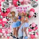 YQUQWN 131 PCS Disco Cowgirl Balloons Arch Garland Kit Western Party Decorations Cow Print Balloons for Disco Cowgirl Last Rodeo Bachelorette Birthday Party Decorations Lets Go Girls Party Decor