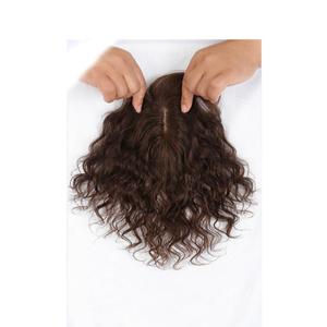 SAFWEL Short Curly Real Human Hair Topper Breathable Wiglets Hairpieces Clip in Top Hair Pieces Wavy Topper Wigs for Daily use (Color : Brown)