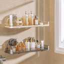 Suction Cup Shower Caddy, Wall Mounted No Drilling Bathroom Shower Organizers Storage Rack, Removable Shelves for Inside the Shower, Clear