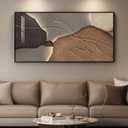 Framed Abstract Horizontal Wall Art for Living Room, Extra Large Brown and Tan Modern Artwork for Walls, Contemporary Elegant Picture Prints Paintings for Bedroom Dining Room Wall Decor, 60x30 Inch