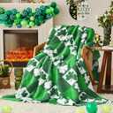 CYMULA St. Patrick's Day Knit Throw Blanket - Super Soft Lightweight Plush Shamrock Clover Blanket for Couch, Bed, Sofa, 60 x 80 Inches, Irish Green