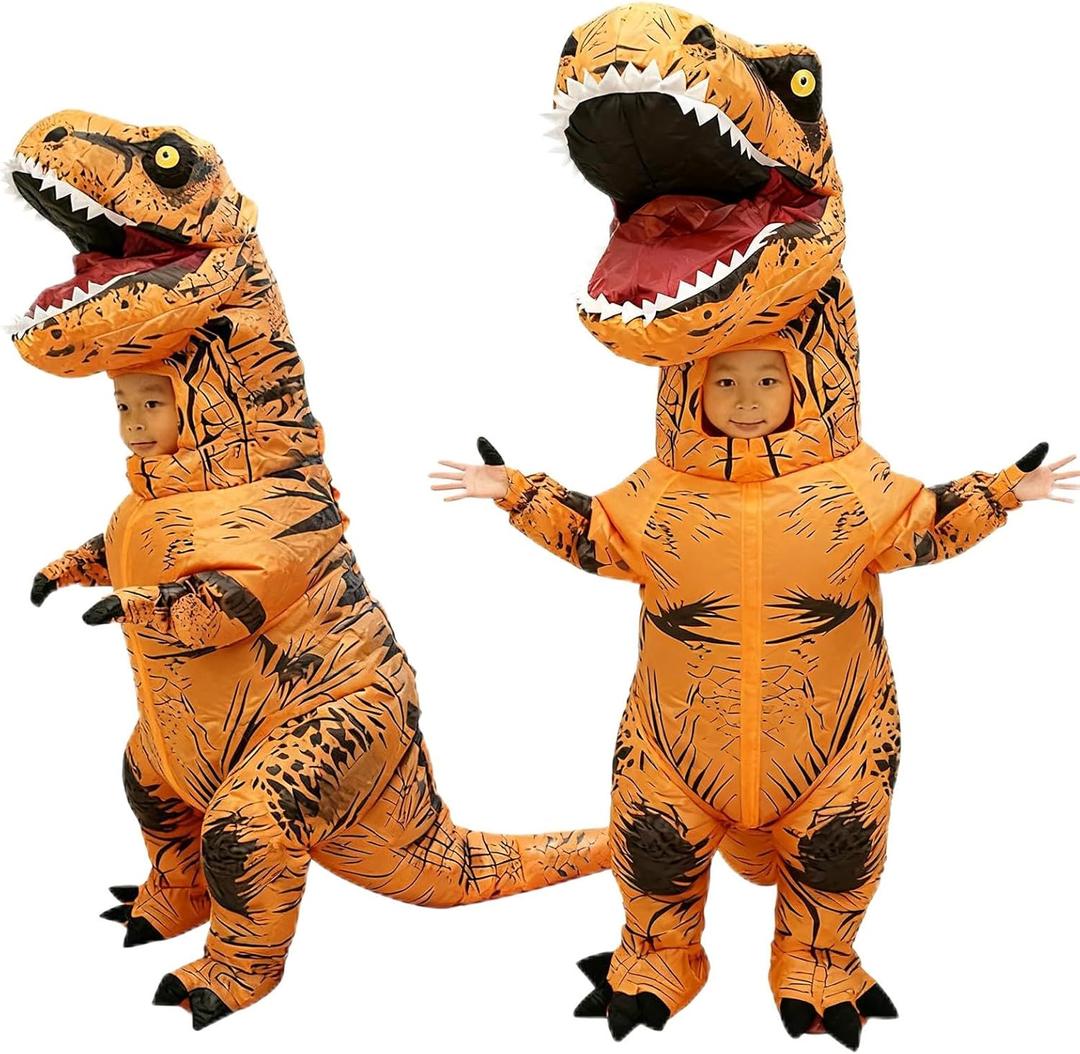 SecretCastle Brown Inflatable Dinosaur Costume Adult Dinosaur Suit Blow up T-rex Dino Costume For Halloween Cosplay Party (Children)