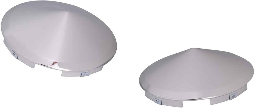 2 x Hub Cap Covers for semi Trucks, 4 Even notches, Lips: 7/16", Mirror Finished L304 Stainless Steel, 2 PCS Pack (Point, Chrome Metal)