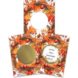 My Scratch Offs - 20 Pack Fall Wreath Thanksgiving Cards DIY Make Your Own Scratch Off Cards & Stickers for Party Favors, Small Business, Family Games & Teacher Rewards