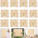 Champagne White Wedding Flower Backdrop 5ftx3.74ft Artificial Floral Backdrop Wall Panels for Bridal Shower Birthday Party Decor