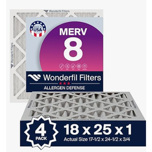 Wonderfill Filters 18x25x1 Air Filter | 4-PACK | MERV 8 HVAC Pleated A/C Furnace Filters | MADE IN USA | Actual Size: 17.5 x 24.5 x .75"