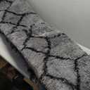 8ft x 10ft Shaggy Area Rugs for Bedroom, Modern Geometric Fluffy Living Room Carpet, Black & Gray