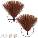 Pretty Jolly Boho Wall Decor - Mounted Metal Hanging Artificial Pampas Display for Living Room, Bedroom, Bathroom, Dining Room - Plant Art 2 Pack (S 7.8inch (Black Ring), 16-pampas-YellowCoffee - Black Ring)