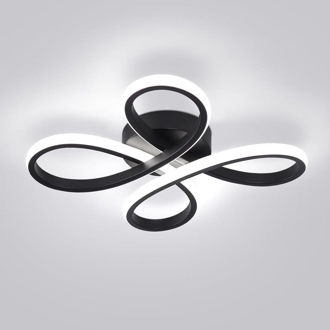 ADISUN Modern LED Ceiling Light, 6000K Semi Flush Mount Ceiling Light Fixture for Living Room, Close to Ceiling Light Fixtures for Bedroom, Corridor, Aisle, Hallway  Indoor Lamp, Black