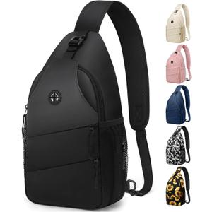Crossbody Bags for Women Men Trendy Sling Bag Bakpack Casual Chest Bag with Convertible Shoulder Strap (Medium, Pu Leather Black)