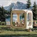 Instant Outdoor Clear Bubble Tent, All Weather Sport Tent Instant Rainproof Camping Rain Shelter for Sports Events, Patio, Fishing (70"x70", Beige)