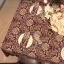 Loom and Mill Luxury Jacquard Tablecloth 60 x 120 Inch, Water Resistant Damask Floral Table Covers with Tassels for Dining Kitchen Tabletop Party Banquet Holiday Decorations(Burgundy Red, 60x120in)