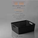 BINO | Woven Plastic Basket | Medium (Black), 4-Pack | THE JUTE COLLECTION | Home Organization, Space - Saving Storage, Stylish Design | Jute Basket | Plastic Storage Basket, 11"D x 13.5"W x 5.2"H