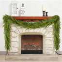 9FT Christmas Garland Norfolk Pine Garland Real Touch Faux Greenery Cedar Garlands for Mantle,Table,Wall,Christmas Decorations Indoor Outdoor