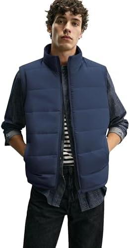 MADHERO Men's Puffer Vest Stand Collar Quilted Sleeveless Jacket Outerwear Size M