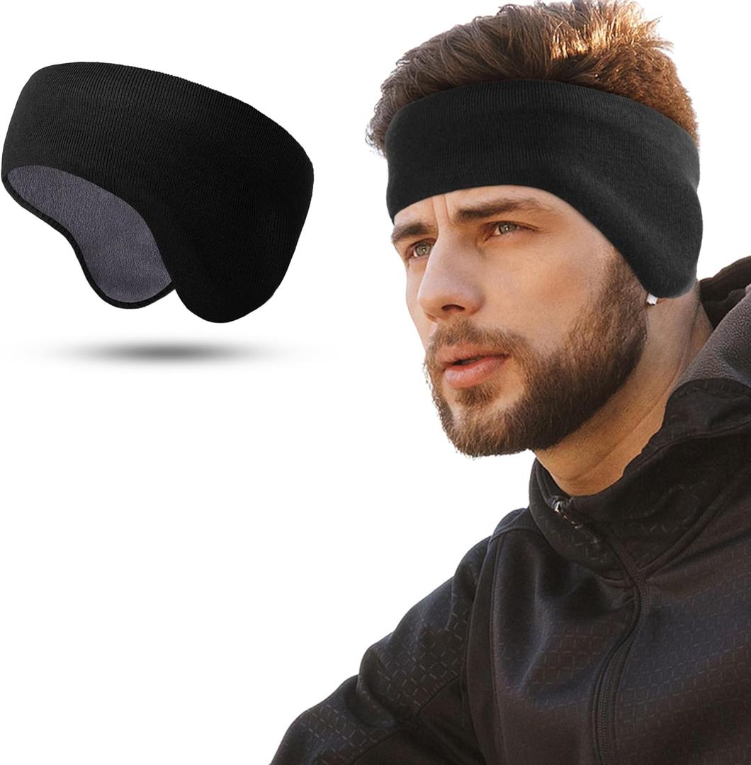 WTACTFUL Double-Layer Fleece Pro, Ear Warmers Muffs Cold Weather Winter Headband Ear Covers for Men Women Ski Running Cycling (Black)
