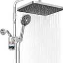 Filtered Shower Head with Handheld,12 Inch High Pressure Rain Shower Head with Adjustable Extension Arm,Dual shower filter head for hard water,ToolFree DIY Kit,Chrome (Chrome)