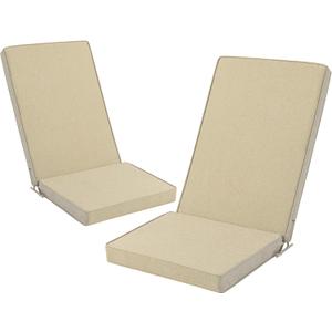 Adirondack Chair Cushions Set of 2 - Removable Covers, Water-Repellent & Fade-Resistant Faux Linen, Securing Straps, Non-Slip Bottom, Fit for Most Outdoor Adirondack & Rocking Chairs - Nature