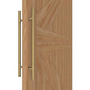 Titanium Gold Round Barn Door Handles 12"/16"/18"/24"/36"/48"/59'', Pull Push Long French Door Handle Double Sided, Large Front Exterior Shower Door Pull Handles