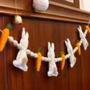 Bunny Carrot Easter Garland Decorations - 27.5'' Handmade Felt Bunny Carrot Spring Garland Decoration for Mantle Fireplace Wall - Rustic Hanging Easter Banner for Home Farmhouse Indoor Decor