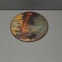 Vintage Winter Wall Art Decor 10x10Inch, Ice Skating Circular Wall Art Framed Canvas Print Decor, Winter Skating Scene Wall Art Decor for Christmas Lights(Skating)