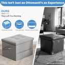 Dayacoco Storage Ottoman Foot Rest Stool, Foldable Foot Rest Stool with Thicker Foam Padded Seat, 43L Small Ottoman with Storage, Holds Up to 350lbs, 17x13x13in,Drak Gray