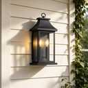 Guliaofo Large Outdoor Wall Lights Outside Lights, Exterior Lighting Fixtures Wall Mount, Wall Sconce Light Outdoor Lanterns for Porch, Black 18 inch 2-Light, 2-Pack