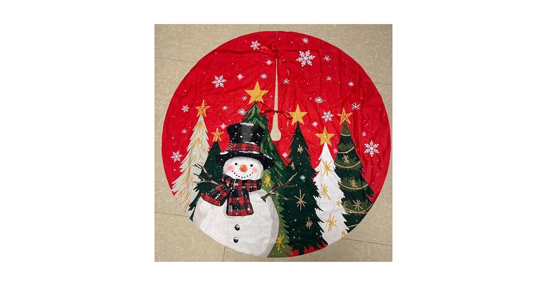 Christmas Tree Skirt, 48 Inch Christmas Decorations Red Soft Tree Skirt
