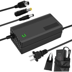 42V 3A Charger with 3-in-1 Plug for 36V Lithium Battery Such as Car Truck Lawn Mower Boat Marine Batteries (3A-DC5.5 2.1+2.5mm+DC 8mm(3 DC Plugs))