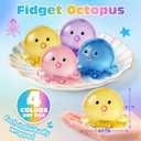 VISCOO 4 Pack Octopus Stress Balls for Adults Kids, Taba Squishy, Squishy Fidget Toys for Anxiety Stress Relief, Cute Squeeze Ball Set for Easter Basket Stuffers, Party Favors Classroom Prize Birthday