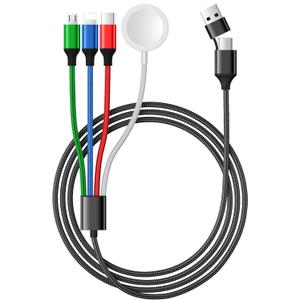 Temdan for Apple Watch Charger,4 in 2 USB C Cable for iPhone 17 Charger/Type C/Lightning/Micro USB,Multi Charging Cable Cord,Portable Travel Vacation Essentials Designed for iWatch &iPhone 16-12