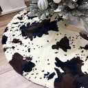 AOGU 60 Inch Cow Faux Fur Christmas Tree Skirt Holiday Decor for Xmas Tree, Festive Party, Home Decorations