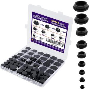 150PCS Flexible Rubber Plugs for Round Holes, 9 Sizes Rubber Plugs for Holes Assorted Sizes, Silicone Snap Locking Hole Plugs for Bathroom Sink, Tub, Car Wiring Furniture, Round Bottles Pipe