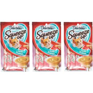 Delectables Squeeze Up Hartz Cat Treats Bundle of 3 Flavor Pouches, 2.0 oz Each (Tuna) (Best By: 08/20/2027)