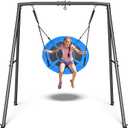 Trekassy Saucer Swing with Frame for Kids Outdoor, 440lbs Swing Set with Heavy Duty Metal Stand for Backyard, Outdoor Kids Play Equipment (Blue)