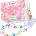 R-fun for AirPods Pro 3 Case Butterfly Artistry - Auto Pop-Up Lid & Kickstand, Military-Grade 360 Protection, with Beautiful Bracelet & Cleaning Kit for AirPods Pro 3 Gen, Pink