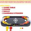 Gamie 2 in 1 Sports Table Games Mini Air Hockey Table for Kids, and Soccer Mini Games for Indoor Fun, Includes Pucks, Balls, and Strikers, Air Hockey Fits on Table or Floor for Adult and Kids