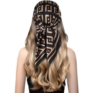 EXTREE 100% Pure Mulberry Silk Scarf Fashion Hair for Women Scarf Lightweight Square Neckerchief 27.5× 27.5 inches